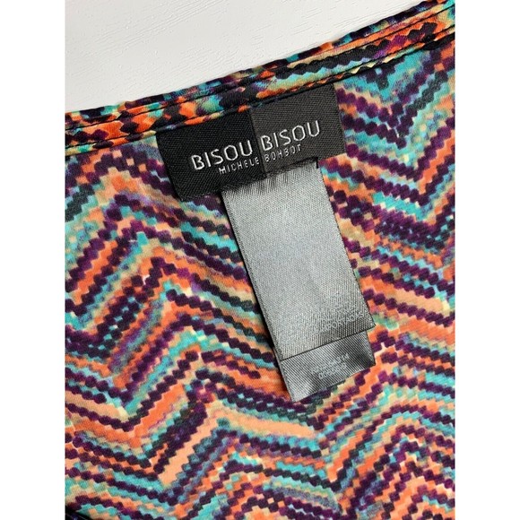 Bisou Bisou Orange blue Purple Ruffle Sleeveless V Neck Mini Women Dress size 14 - Picture 9 of 14